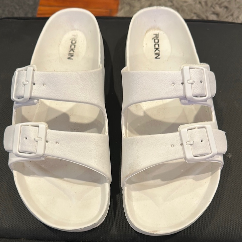 Knockoff White Birkenstock plastic Sandals